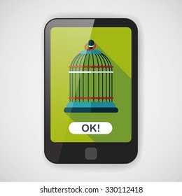 Pet bird cage flat icon with long shadow, eps10