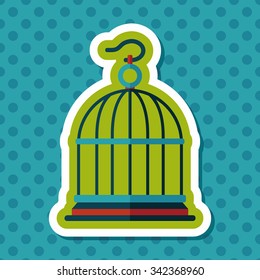Pet bird cage flat icon with long shadow, eps10
