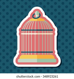 Pet bird cage flat icon with long shadow, eps10