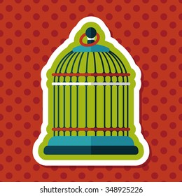 Pet bird cage flat icon with long shadow, eps10