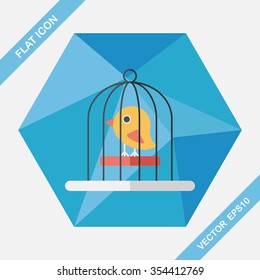 Pet bird cage flat icon with long shadow, eps10