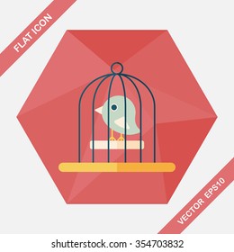 Pet bird cage flat icon with long shadow, eps10