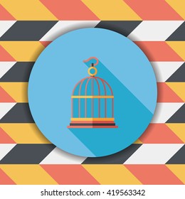 Pet bird cage flat icon with long shadow, eps10