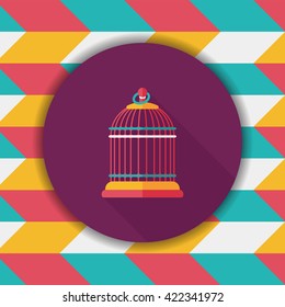 Pet bird cage flat icon with long shadow, eps10