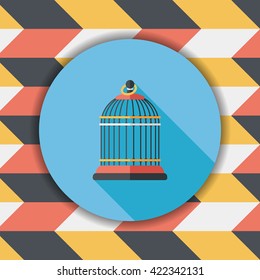 Pet bird cage flat icon with long shadow, eps10