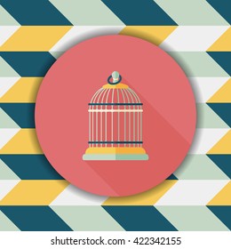 Pet bird cage flat icon with long shadow, eps10