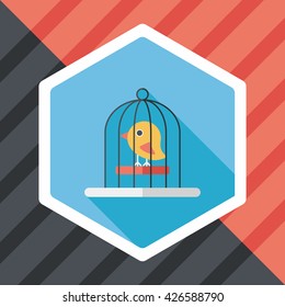 Pet bird cage flat icon with long shadow, eps10