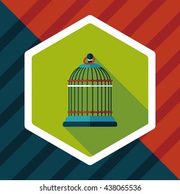 Pet bird cage flat icon with long shadow, eps10