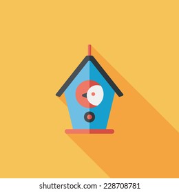 Pet bird house flat icon with long shadow,eps10