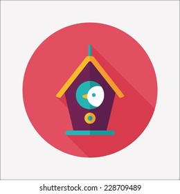 Pet bird house flat icon with long shadow,eps10