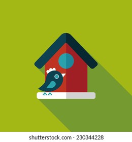 Pet bird house flat icon with long shadow,eps10