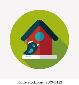 Pet bird house flat icon with long shadow,eps10