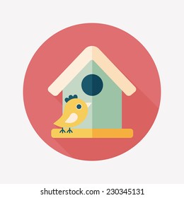 Pet bird house flat icon with long shadow,eps10