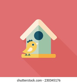 Pet bird house flat icon with long shadow,eps10