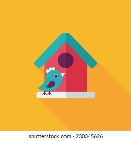 Pet bird house flat icon with long shadow,eps10