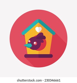 Pet bird house flat icon with long shadow,eps10