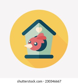 Pet bird house flat icon with long shadow,eps10