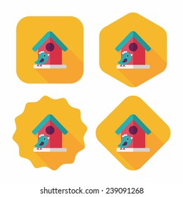Pet bird house flat icon with long shadow, eps10