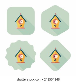 Pet bird house flat icon with long shadow,eps10