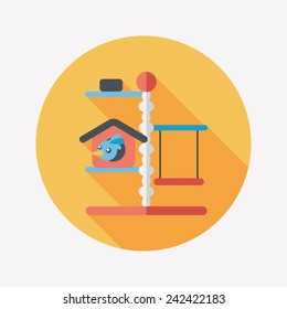 Pet bird house flat icon with long shadow,eps10