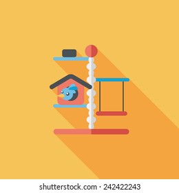 Pet bird house flat icon with long shadow,eps10