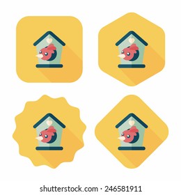 Pet bird house flat icon with long shadow,eps10
