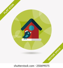 Pet bird house flat icon with long shadow,eps10