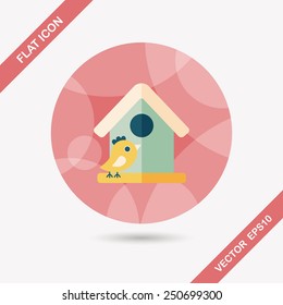 Pet bird house flat icon with long shadow,eps10