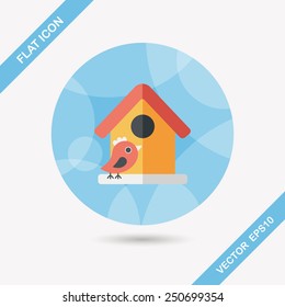 Pet bird house flat icon with long shadow,eps10