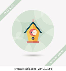 Pet bird house flat icon with long shadow,eps10