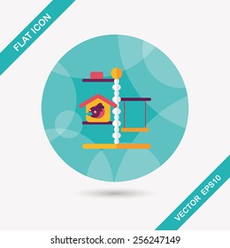 Pet bird house flat icon with long shadow,eps10