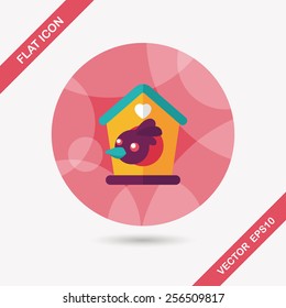 Pet bird house flat icon with long shadow,eps10