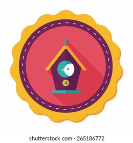 Pet bird house flat icon with long shadow,eps10