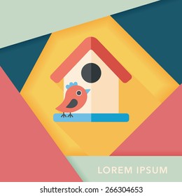 Pet bird house flat icon with long shadow,eps10