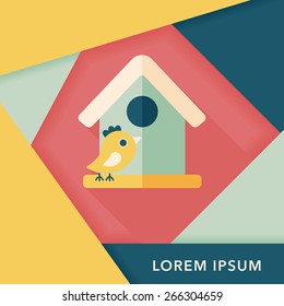Pet bird house flat icon with long shadow,eps10