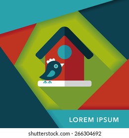 Pet bird house flat icon with long shadow,eps10