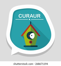 Pet bird house flat icon with long shadow,eps10