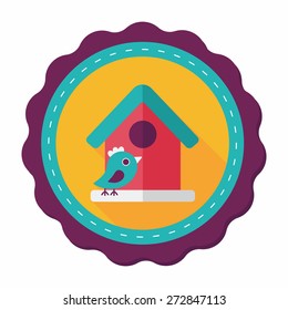 Pet bird house flat icon with long shadow,eps10