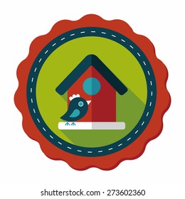Pet bird house flat icon with long shadow,eps10