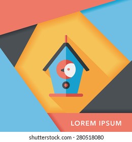 Pet bird house flat icon with long shadow,eps10
