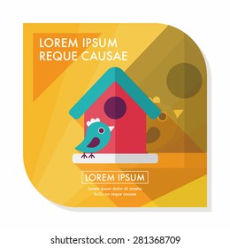 Pet bird house flat icon with long shadow,eps10