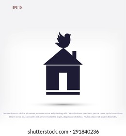 Pet bird house flat icon