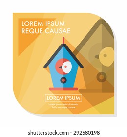 Pet bird house flat icon with long shadow,eps10