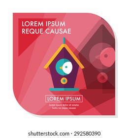 Pet bird house flat icon with long shadow,eps10