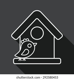 Pet bird house flat icon with long shadow,eps10