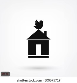 Pet bird house flat icon