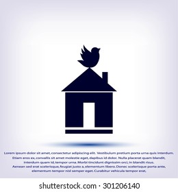 Pet bird house flat icon