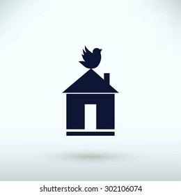 Pet bird house flat icon