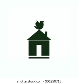 Pet bird house flat icon