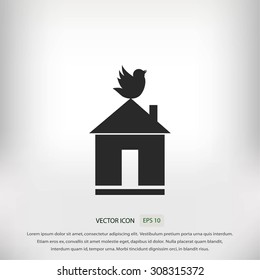 Pet bird house flat icon